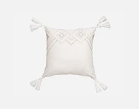 Charity Square Cushion Cover, Geometric, White, 18" x 18"