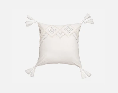 Charity Square Cushion Cover, Geometric, White, 18" x 18"