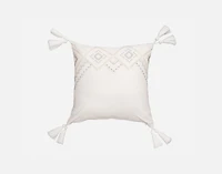 Charity Square Cushion Cover, Geometric, White, 18" x 18"