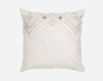 Charity Euro Sham, Geometric, White, 26" x 26"