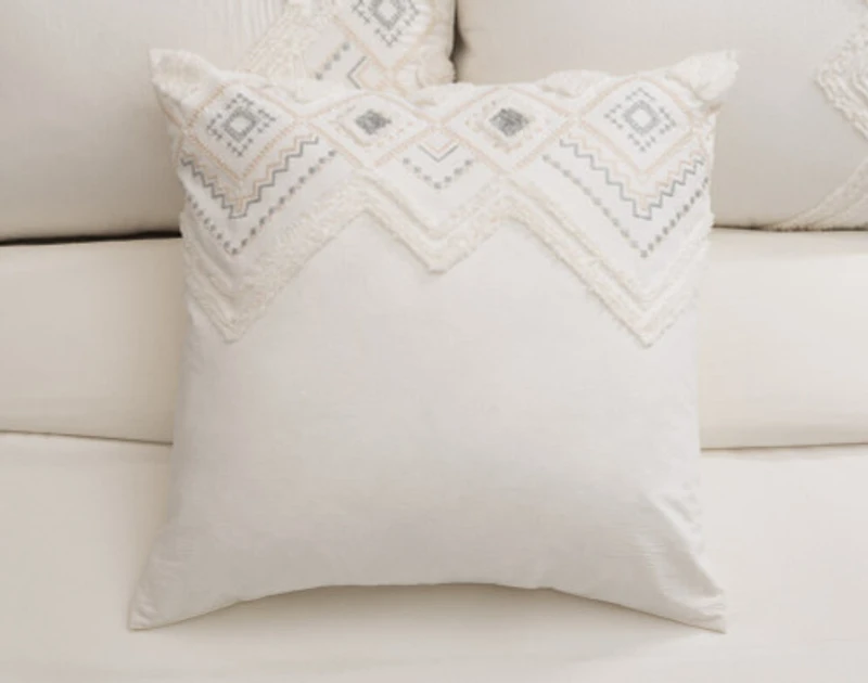 Charity Euro Sham, Geometric, White, 26" x 26"