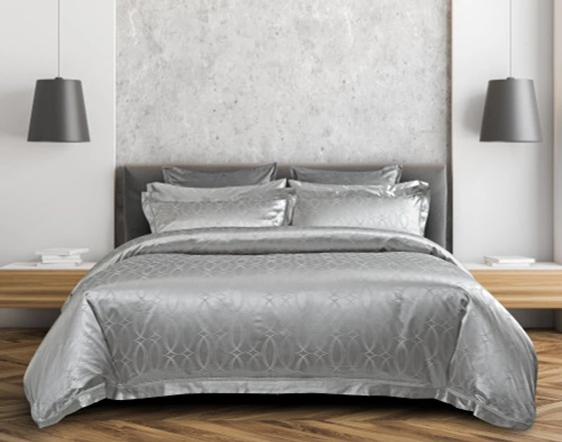 Armoire Silk Blend Duvet Cover Set, Grey, King