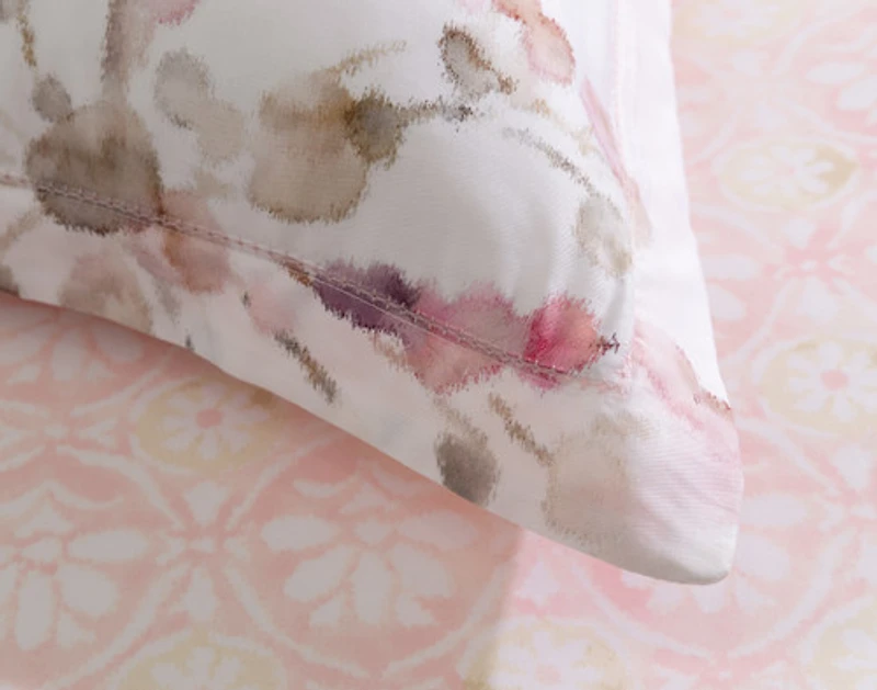 Angelica Pillow Sham, Floral, White, King