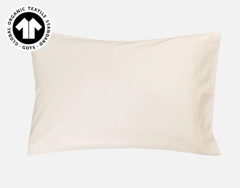 Undyed & Unbleached Organic Cotton Sateen Sheet Set, GOTS Certified, Beige,