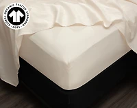Undyed & Unbleached Organic Cotton Sateen Sheet Set, GOTS Certified, Beige,