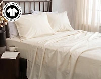 Undyed & Unbleached Organic Cotton Sateen Sheet Set, GOTS Certified, Beige,