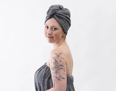 Charcoal Infused Cotton Towel Wrap, Grey