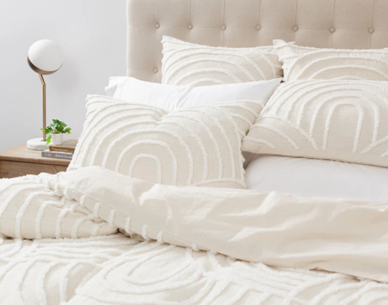 Sonrisa Pillow Sham, Geometric, White,