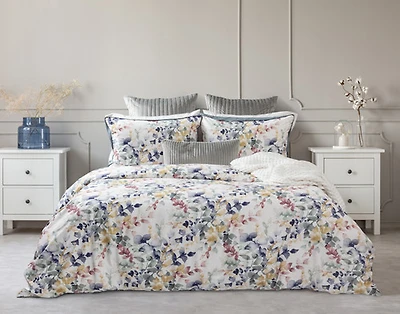 Whim Duvet Cover, Bamboo Cotton, Botanical, White, King