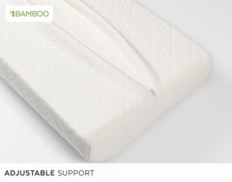 Cirrus Bamboo Adjustable Memory Foam Pillow, White,