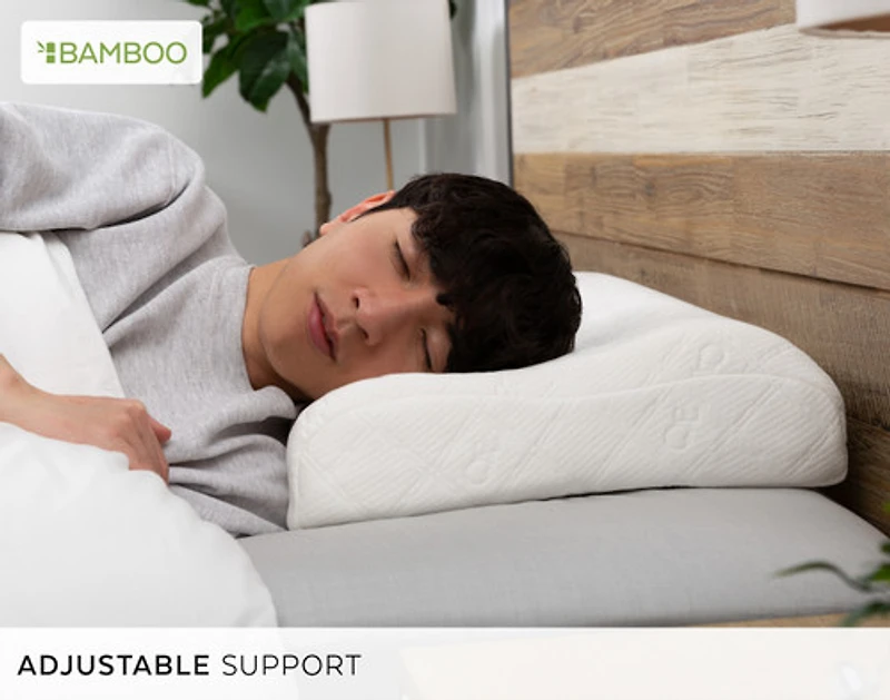 Cirrus Bamboo Adjustable Memory Foam Pillow, White,