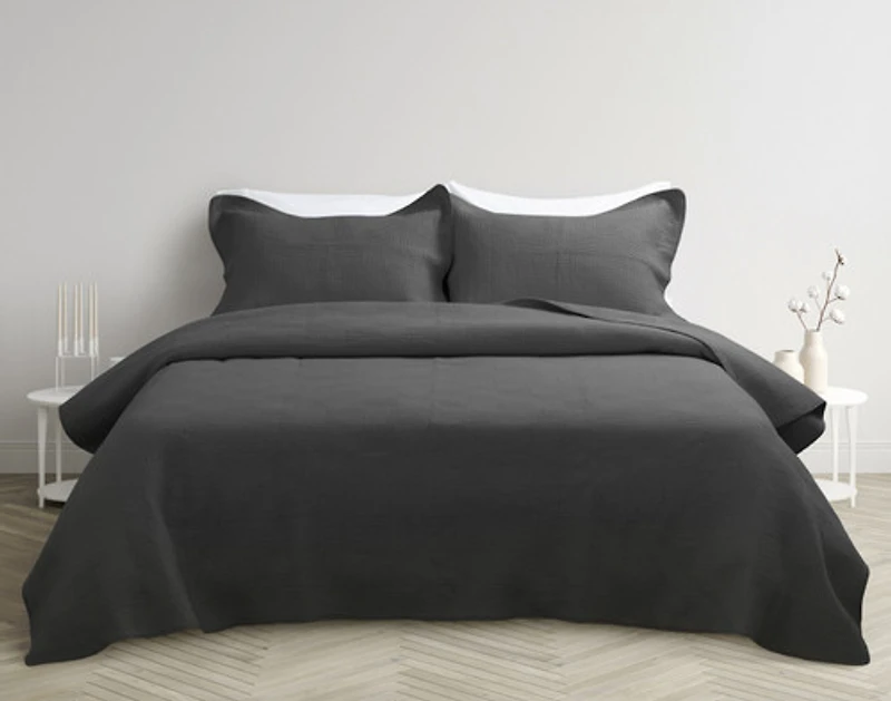 Kenzie Cotton Quilt Set - Black Pearl