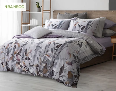 Tamarak Duvet Cover, Bamboo Cotton, Botanical, Purple,