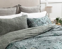 Thistledown Duvet Cover, Bamboo Cotton, Botanical, Green,