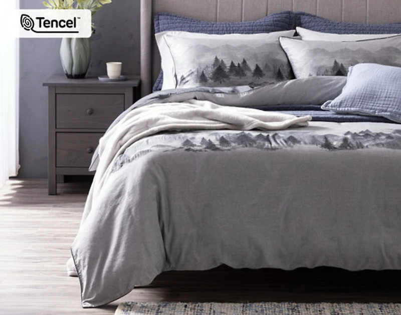 Plateau Duvet Cover, TENCEL Lyocell, Scenic, Grey,