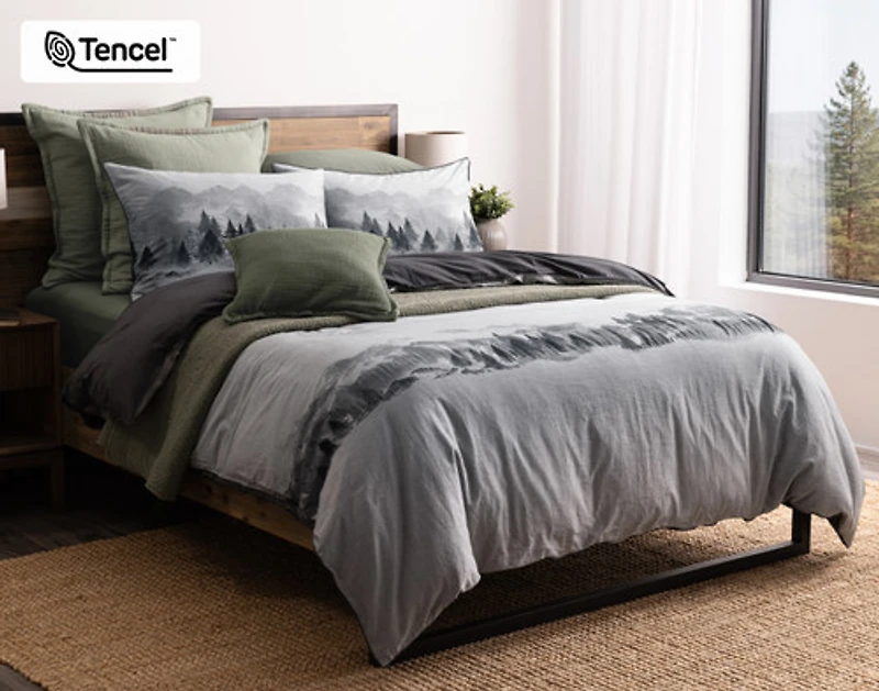 Plateau Duvet Cover, TENCEL Lyocell, Scenic, Grey,