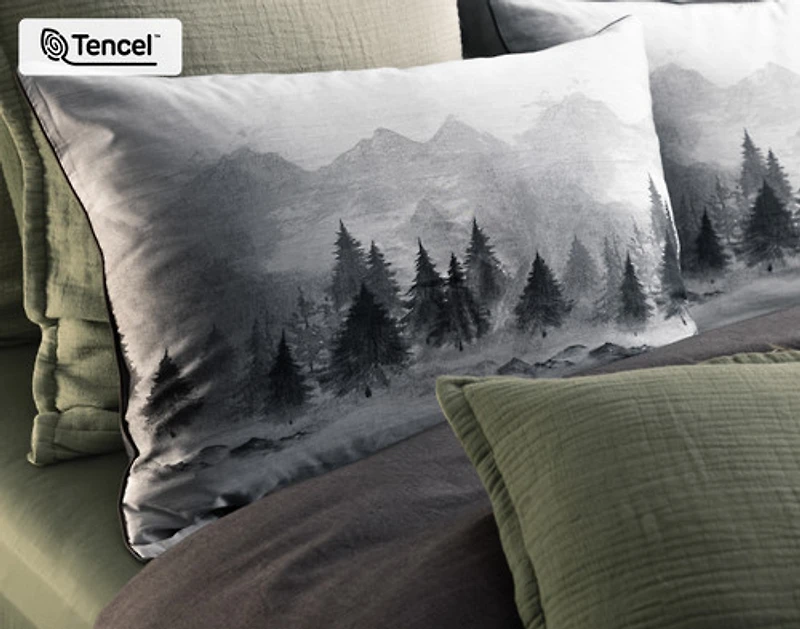 Plateau Pillow Sham, Scenic, Grey,