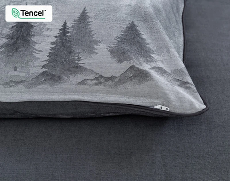 Plateau Pillow Sham, Scenic, Grey,