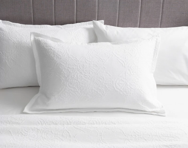 Corinthia Duvet Cover, Cotton, Geometric, White,