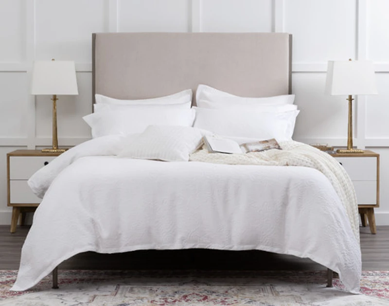 Corinthia Duvet Cover, Cotton, Geometric, White,