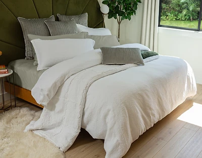 Corinthia Duvet Cover, Cotton, Geometric, White,