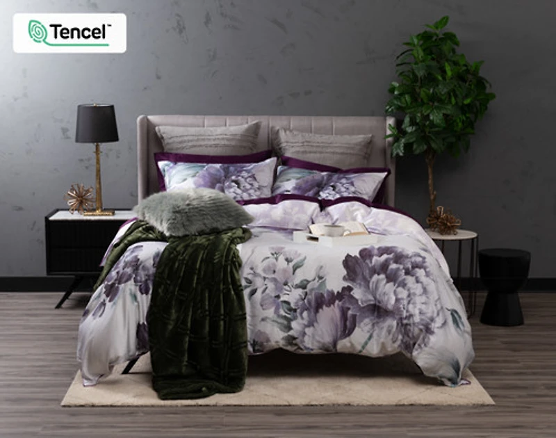 Divine Duvet Cover, TENCEL Lyocell, Floral, White,