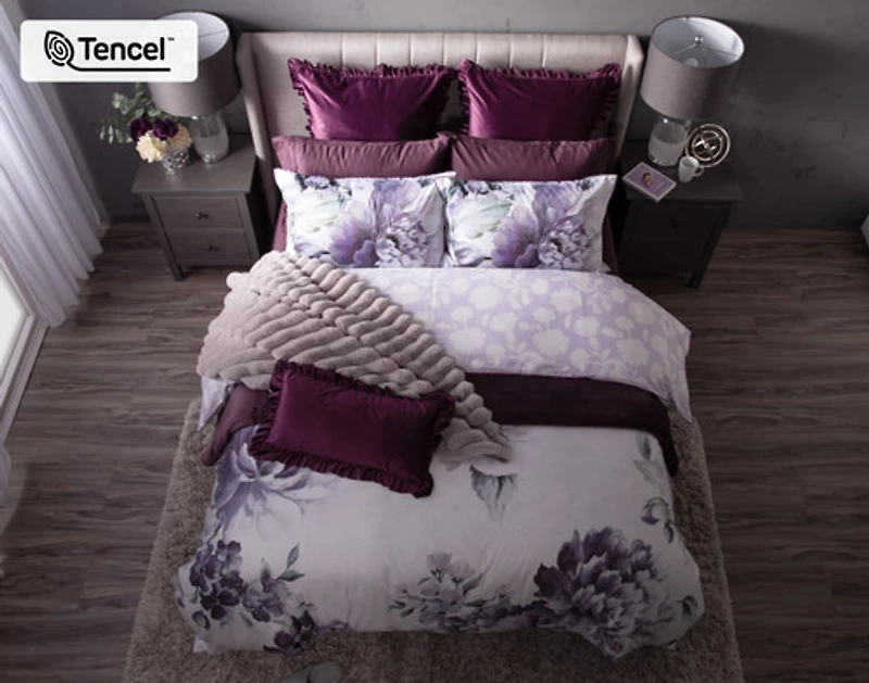 Divine Duvet Cover, TENCEL Lyocell, Floral, White,