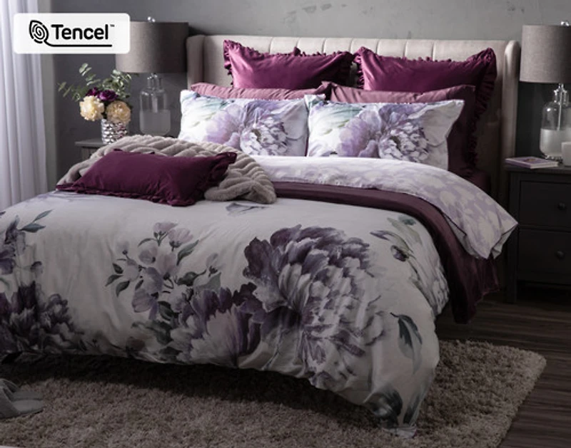 Divine Duvet Cover, TENCEL Lyocell, Floral, White,
