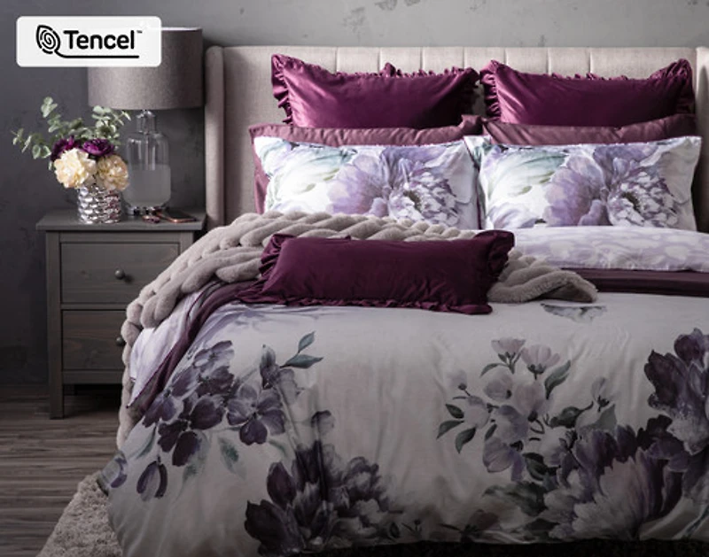 Divine Duvet Cover, TENCEL Lyocell, Floral, White,