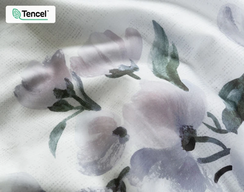 Divine Duvet Cover, TENCEL Lyocell, Floral, White,