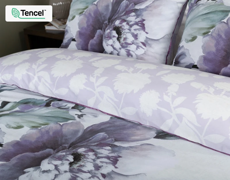 Divine Duvet Cover, TENCEL Lyocell, Floral, White,