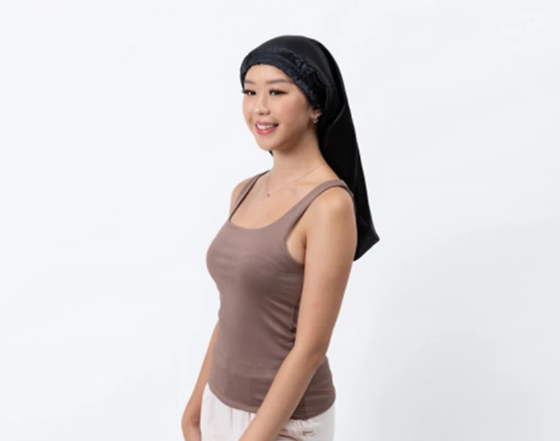 100% Mulberry Silk Sleep Cap, Black