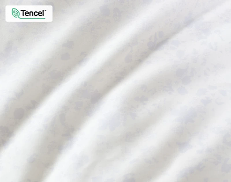 Braganza Duvet Cover, TENCEL Lyocell, Floral, White, King