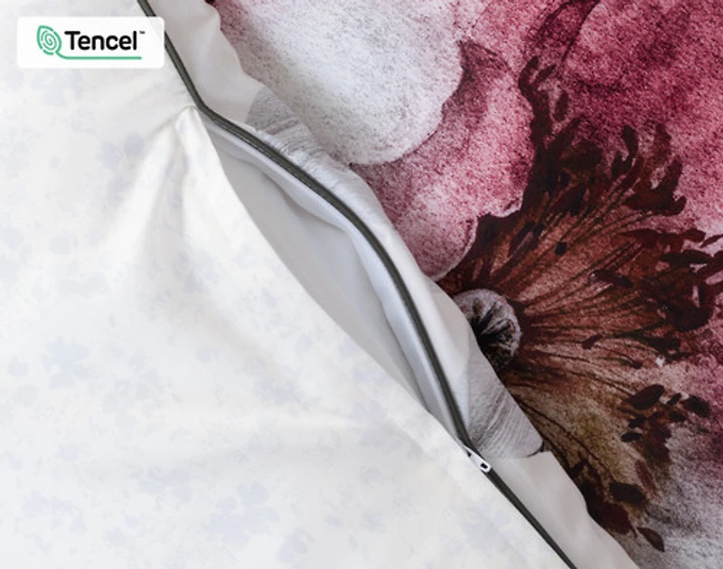 Braganza Duvet Cover, TENCEL Lyocell, Floral, White, King