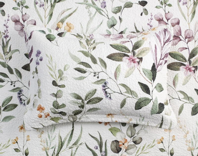 Simone Cotton Quilt Set, Floral, White,