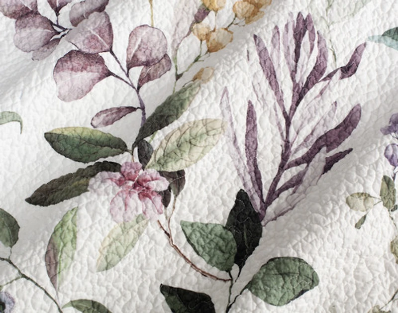 Simone Cotton Quilt Set, Floral, White,