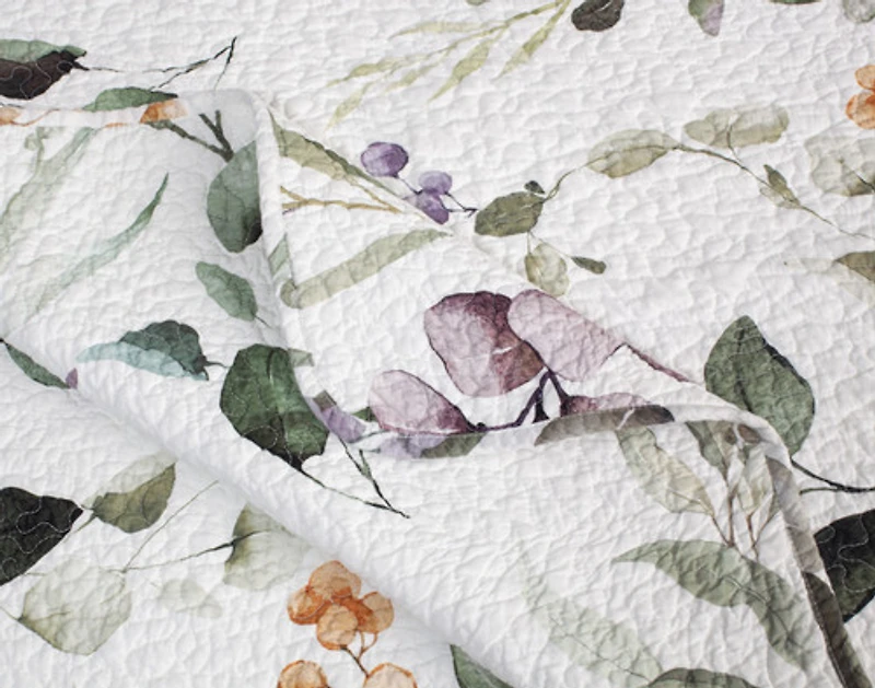 Simone Cotton Quilt Set, Floral, White,