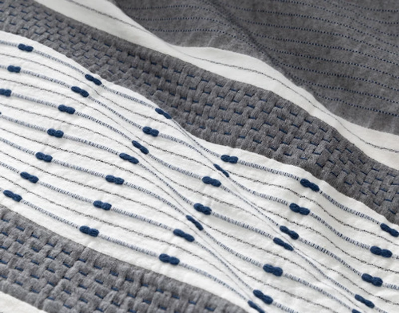 Dash Duvet Cover, Cotton, Geometric, White,