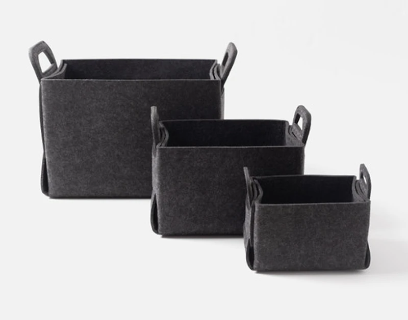 Collapsible Felt Basket, Grey,