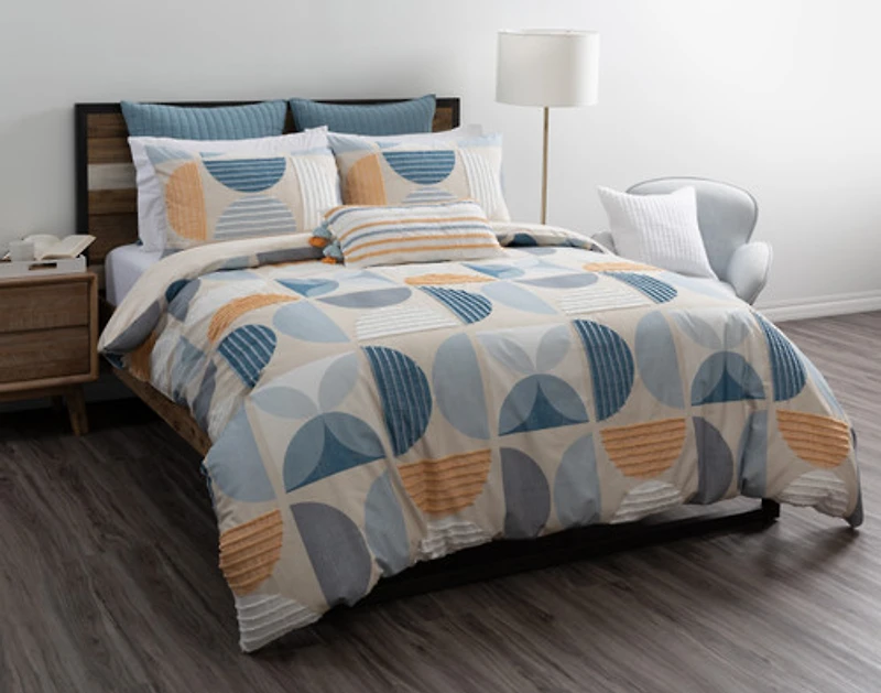 Nora Duvet Cover, Cotton, Geometric, Beige,