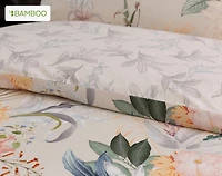 Cabana Duvet Cover, Bamboo Cotton, Floral, White,