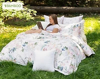 Cabana Duvet Cover, Bamboo Cotton, Floral, White,