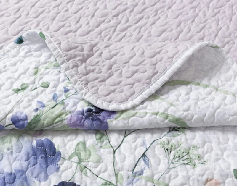 Evelyn Recycled Polyester Coverlet Set, Botanical, Blue,