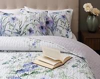 Evelyn Recycled Polyester Coverlet Set, Botanical, Blue,