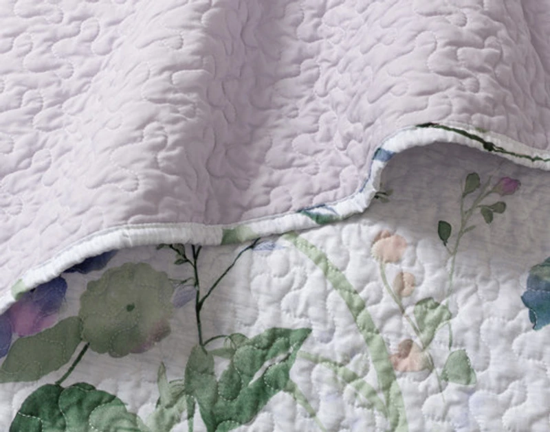 Evelyn Recycled Polyester Coverlet Set, Botanical, Blue,