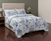 Evelyn Recycled Polyester Coverlet Set, Botanical, Blue,