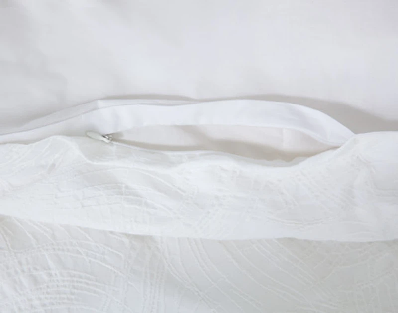Corvo Duvet Cover, Cotton, Geometric, White, King