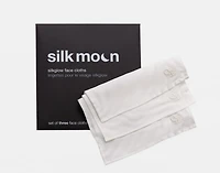 100% Mulberry Silk Exfoliating Face Cloths (Set of 3), White