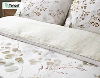Sasha Botanical Duvet Cover, TENCEL Lyocell, Botanical, White,