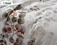 Sasha Botanical Duvet Cover, TENCEL Lyocell, Botanical, White,